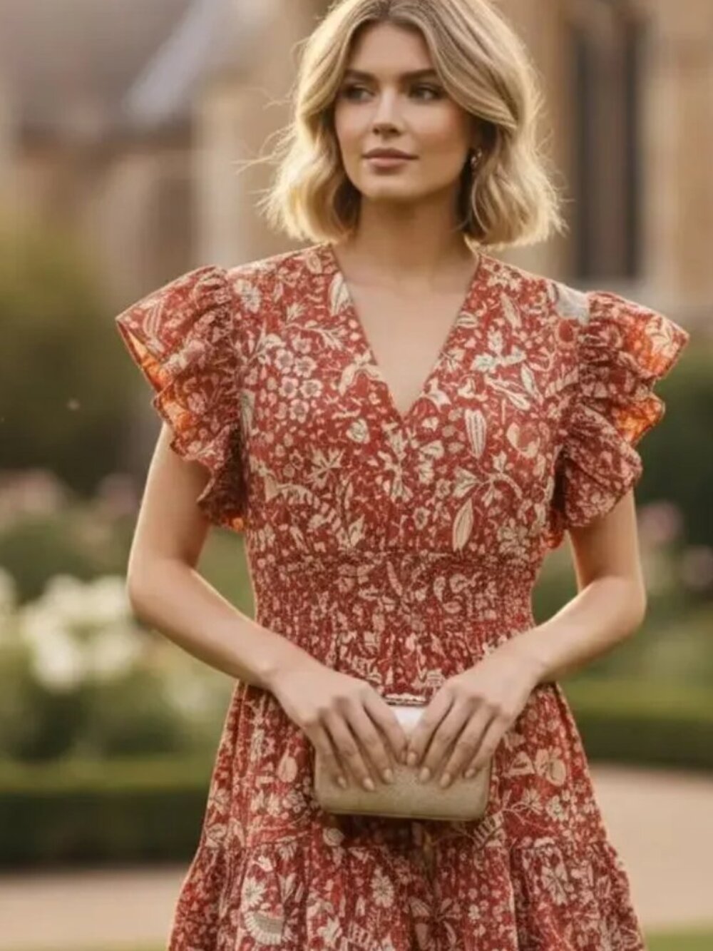 ULLA JOHNSON Kiri Mini Dress Orange Blossom Statement Sleeve Sundress Cotton 10 - Picture 5 of 16